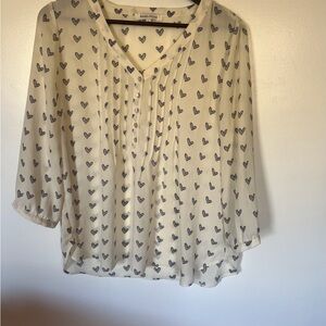 Rose Olive Top Blouse 3/4 Sleeve Women’s Size Large